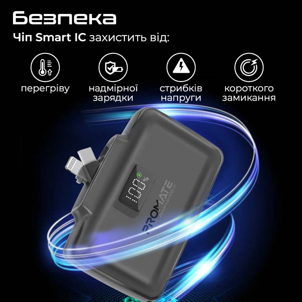 Powerbank PROMATE 10000mAh (powerup-10duo.black) Торгова марка PROMATE