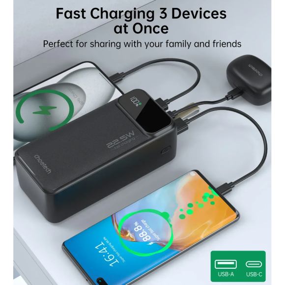 Powerbank CHOETECH PD 40000mAh 22.5W (B731) Вхідний роз'єм USB Type-C