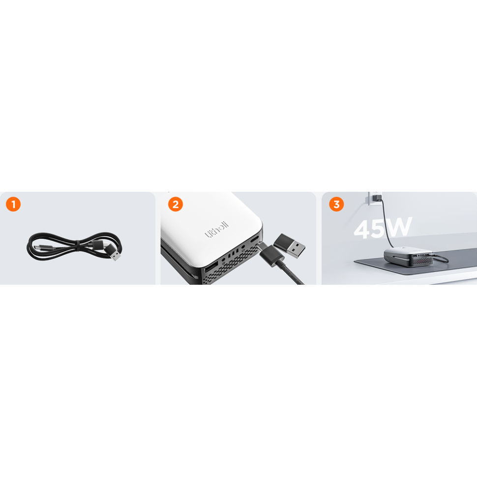 Зовнішній вигляд Powerbank LITHELI U20 20000 mAh 45W Grey (U20BY03-0A000)