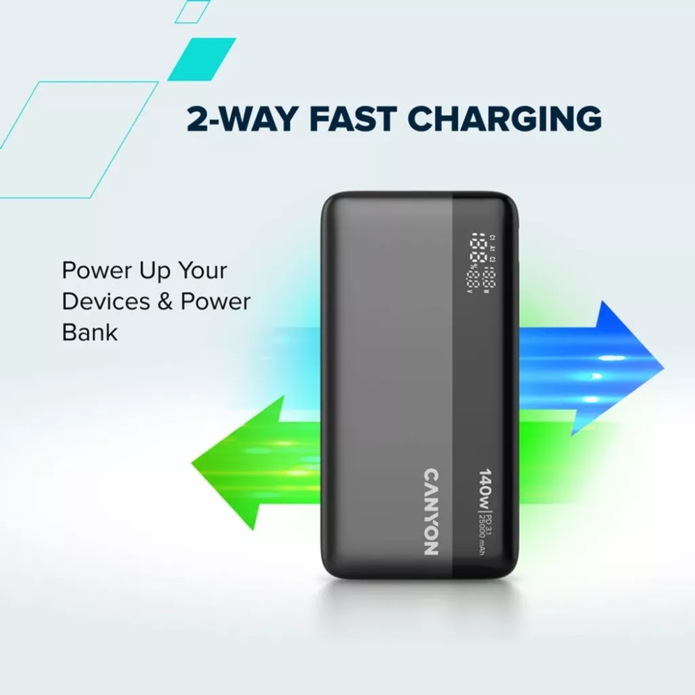 Фото 17 Powerbank CANYON OnPower 240 25000mAh Dark Grey (CNS-CPB240)