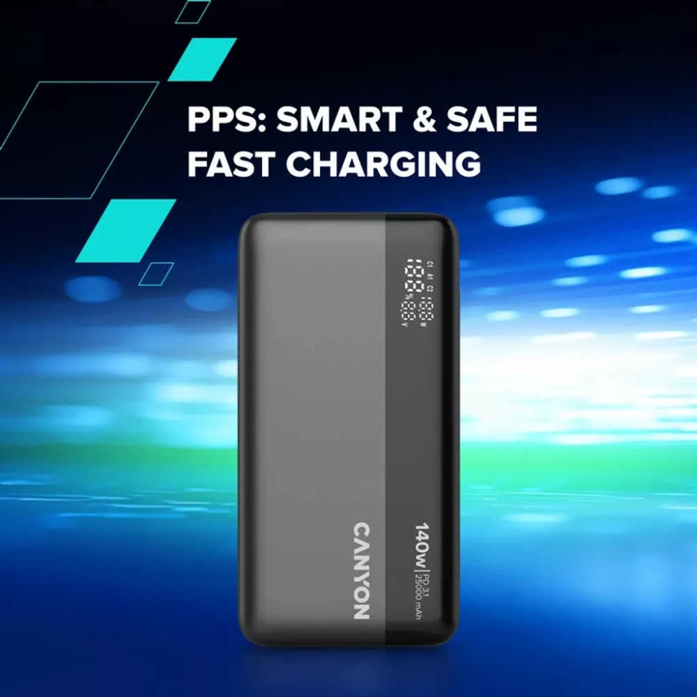 Фото 20 Powerbank CANYON OnPower 240 25000mAh Dark Grey (CNS-CPB240)