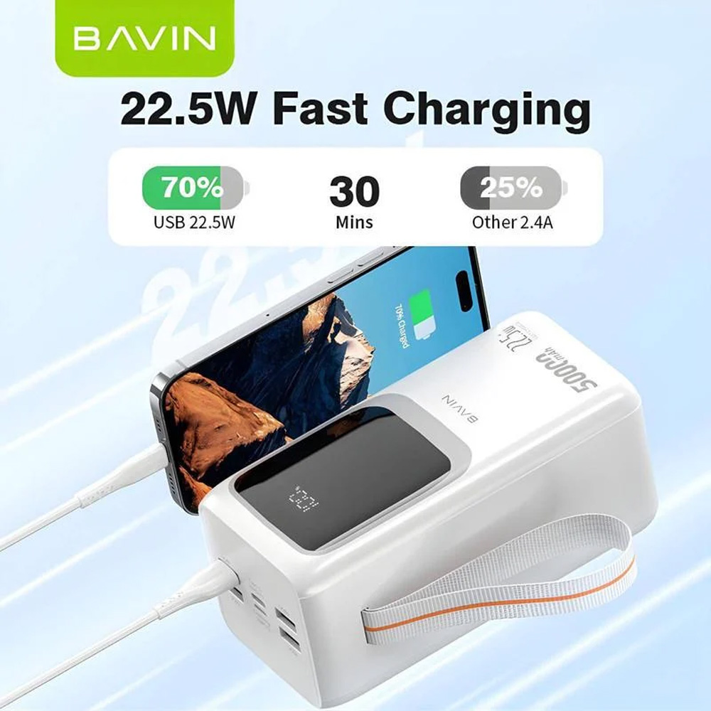 Фото Ровербанк BAVIN PC1032S 50000 mAh 22.5W Black (Y-PC1032S BK)