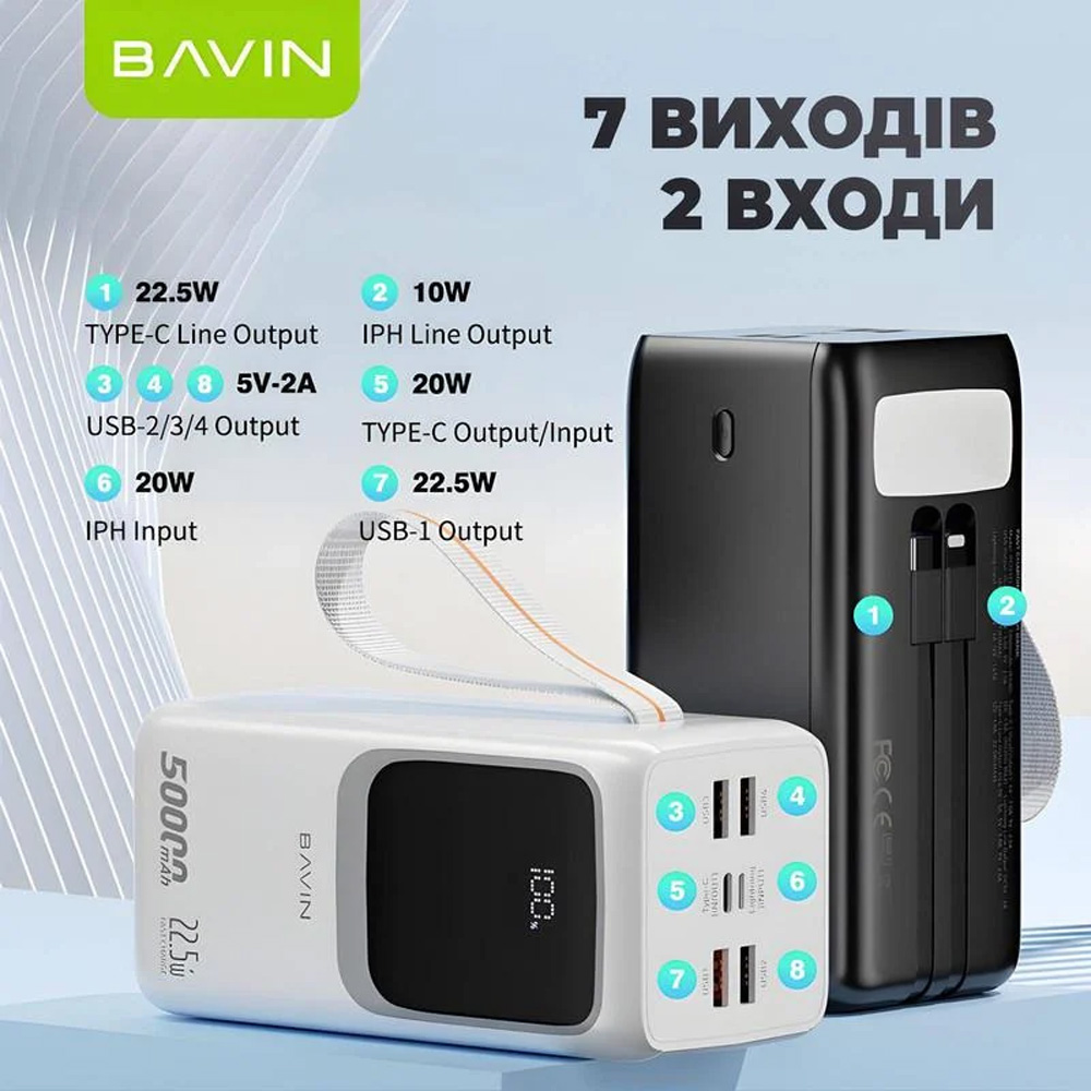 Покупка Ровербанк BAVIN PC1032S 50000 mAh 22.5W Black (Y-PC1032S BK)