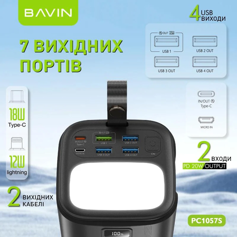Изображение Рowerbank BAVIN PC1057S 80000 mAh 22.5W Black (Y-PC1057S-BK)