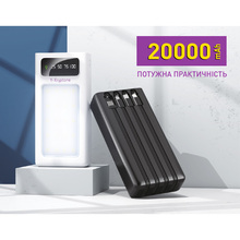 Powerbank Y-KRYPTONE N-24 LED Light 20000 mAh CABLE Black (YK-N24LC-B)
