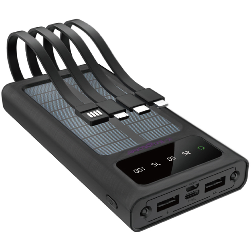 Powerbank Y-KRYPTONE S-01 SOLAR CHARGE LED Light 10000 mAh CABLE Black (YK-S01SLC-B)