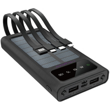 Powerbank Y-KRYPTONE S-01 SOLAR CHARGE LED Light 10000 mAh CABLE Black (YK-S01SLC-B)
