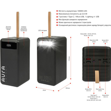 Powerbank AURA NRG-P100 100000 mAh Black (PBANRG-P100B)