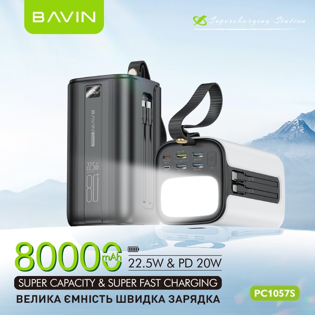 Изображение Powerbank BAVIN PC1057S 80000 mAh White (Y-PC1057S-WH)