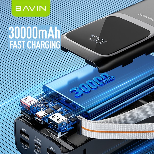 Powerbank BAVIN PC1031S 30000 mAh Black (Y-PC1031S BK) Ємність 30000