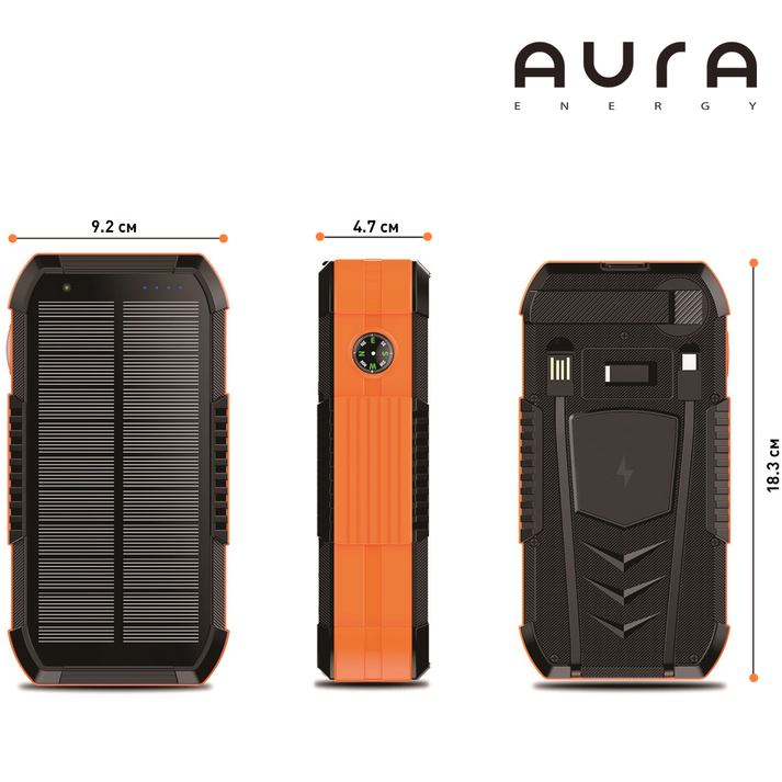 Фото Powerbank AURA NRG-40SE ARM SOLAR 40000 mAh 148W Black (PBANRG40SEB)