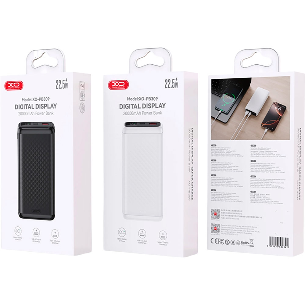 Powerbank XO 20000mAh PB309 Black (6975837584334) Тип акумулятора Li-Pol