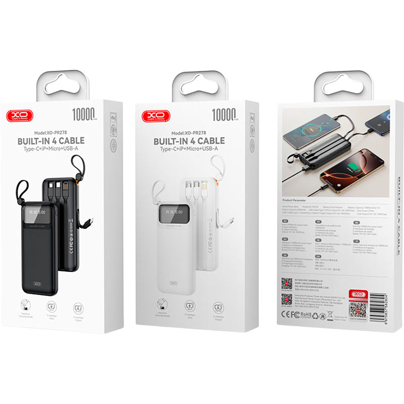 Powerbank XO 10000mAh PR278 Black (6975837582804) Тип акумулятора Li-Pol
