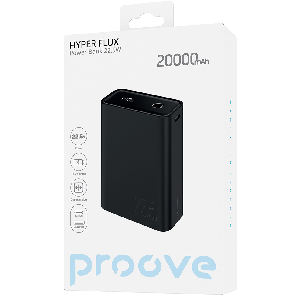 Зовнішній вигляд Powerbank PROOVE Hyper Flux Plus 22.5W 20000mAh Black (PBF222120001)
