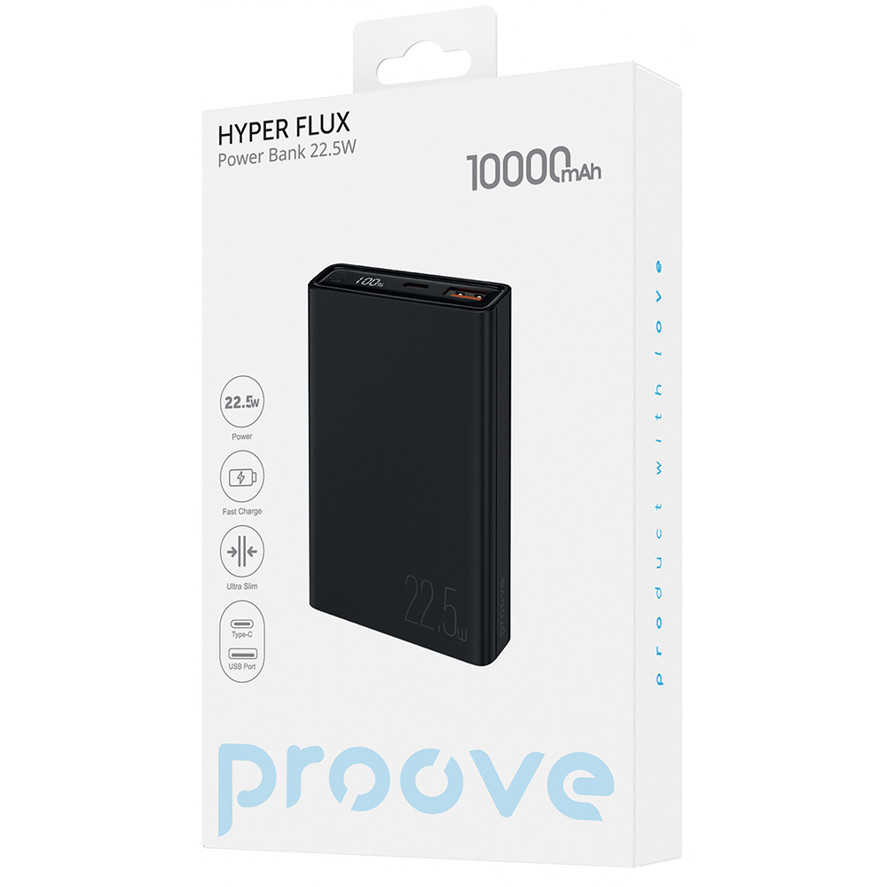 Powerbank PROOVE Hyper Flux Plus 22.5W 10000 mAh Black (PBF122120001) Входной разъем USB Type-C