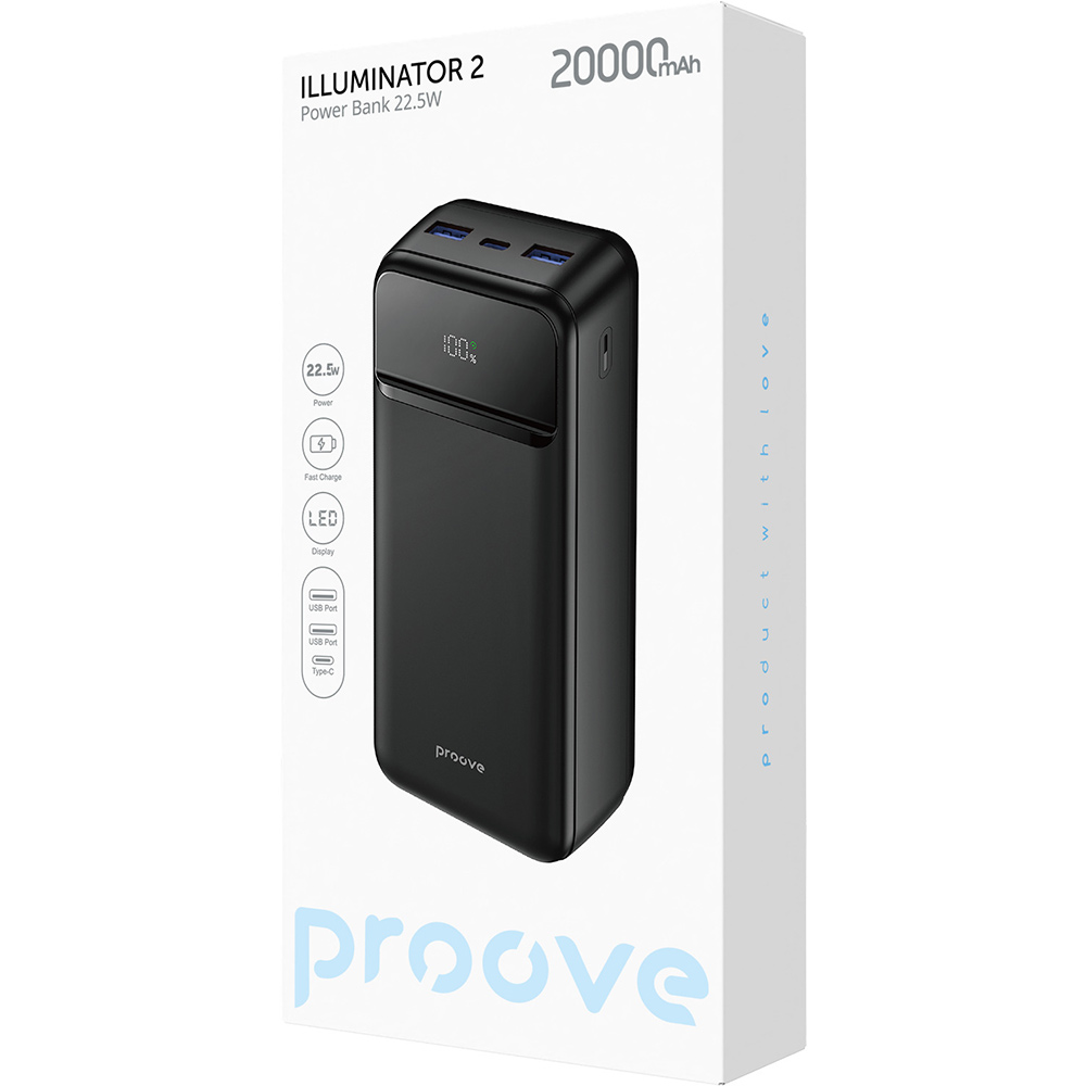 Заказать Powerbank PROOVE Illuminator 2 22.5W 20000mAh Black (PBIP20212201)