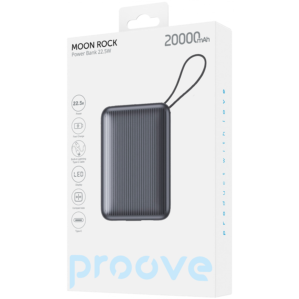 Внешний вид Powerbank PROOVE Moon Rock 20000mAh Gray (PBM222012105)