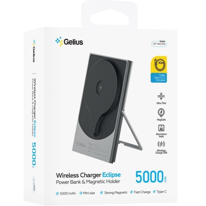 Внешний вид Powerbank GELIUS Eclipse Magnetic Wireless Charge 15W 5000mAh (00000100079)