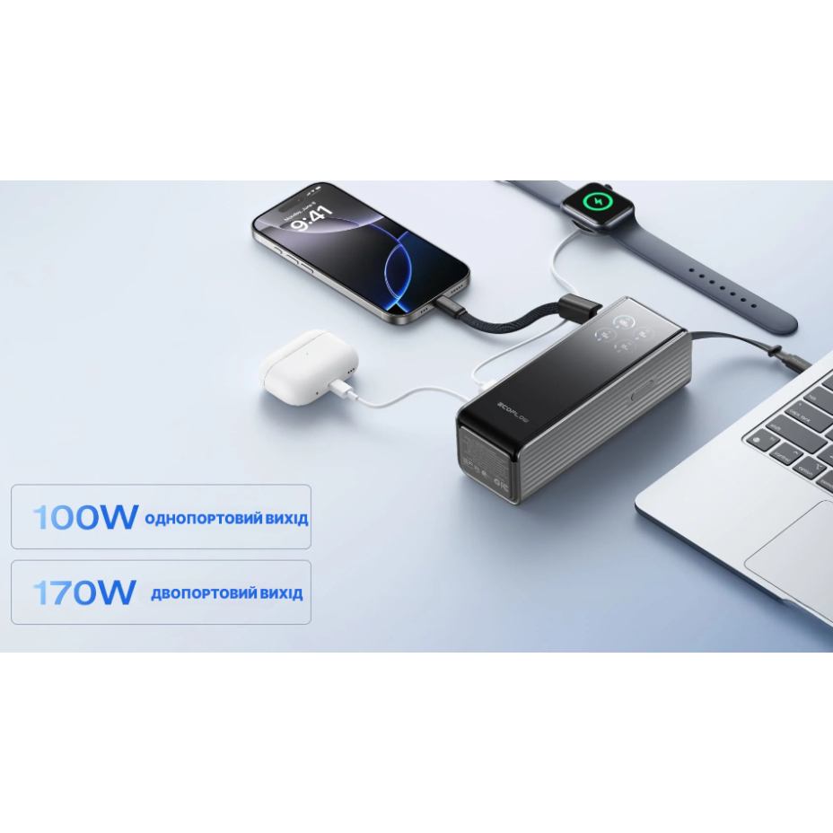 Зовнішній вигляд Powerbank ECOFLOW RAPID 25000mAh Silver (EF-RAPID25K100W-S-EU)