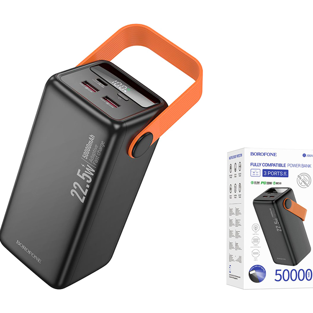 Рowerbank BOROFONE 50000mAh BJ66A Magnifico 22.5W+PD20W Black (6941991115158) Торговая марка BOROFONE