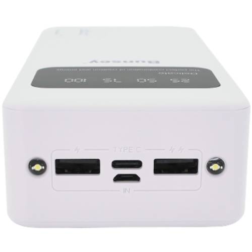 Powerbank BUNSEY 30000mAh QC22.5W/PD20W White (BY-12) Комплектация  Коробка, повербанк, кабель (micro-USB) для зарядки