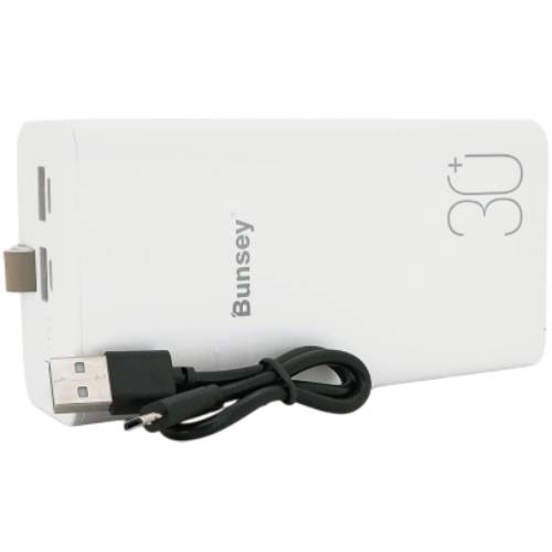 Powerbank BUNSEY 30000mAh QC22.5W/PD20W White (BY-40) Комплектация  Коробка, повербанк, кабель (micro-USB) для зарядки