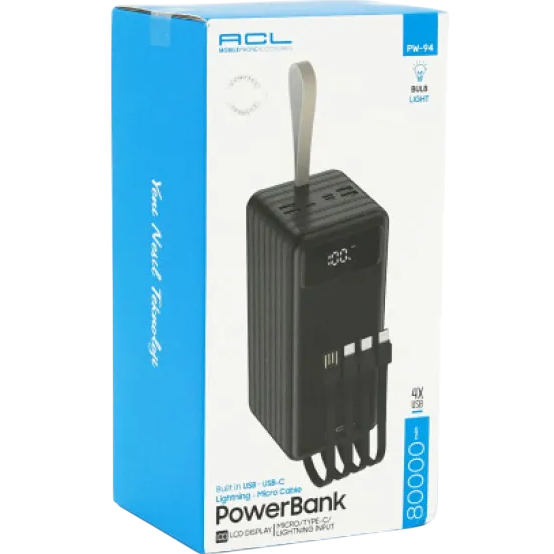 Powerbank ACL 80000mAh Lighting Black Box (ACL PW-94) Тип аккумулятора Li-Ion