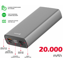 Powerbank SWISSTEN ALUMINUM 20000mAh Grey (8595217479852)