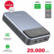 Powerbank SWISSTEN For Laptop 20000mAh 100W PD Black/Silver (8595217483781)