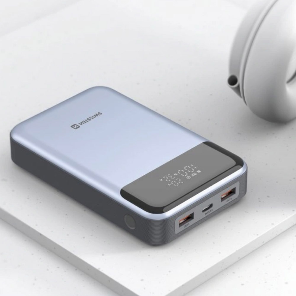 Powerbank SWISSTEN For Laptop 20000mAh 100W PD Black/Silver (8595217483781) Ємність 20000