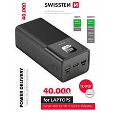 Powerbank SWISSTEN For Laptop 40000mAh 100W PD Black (8595217481275)
