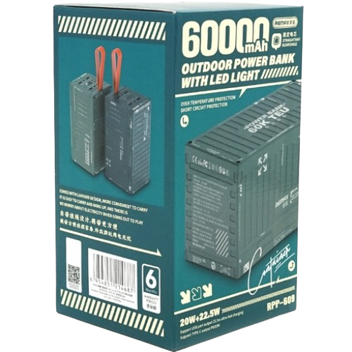 Внешний вид Powerbank REMAX RPP-609 60000mAh Gray
