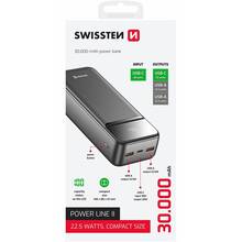 Powerbank SWISSTEN 30000 mAh POWER LINE II 22.5 Вт PD Black (8595217490635)