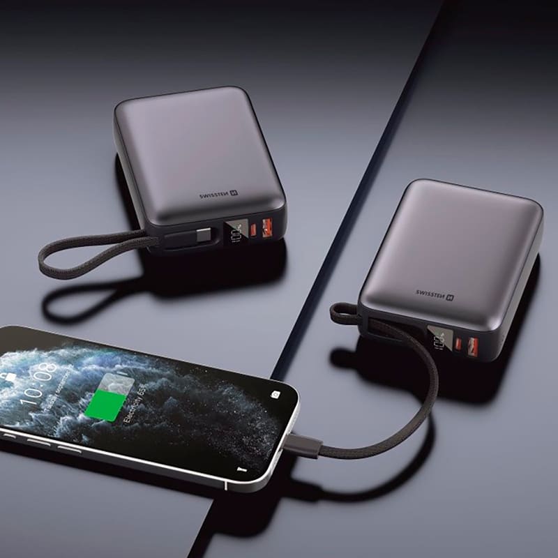 Powerbank SWISSTEN 20000 mAh 45W Grey (8595217490833) Входной разъем USB Type-C