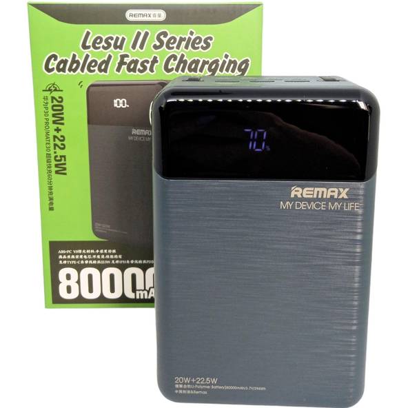 Фото Powerbank REMAX 80000mAh 3USB+Type-C+Lighting 20W Black (RPP-566)