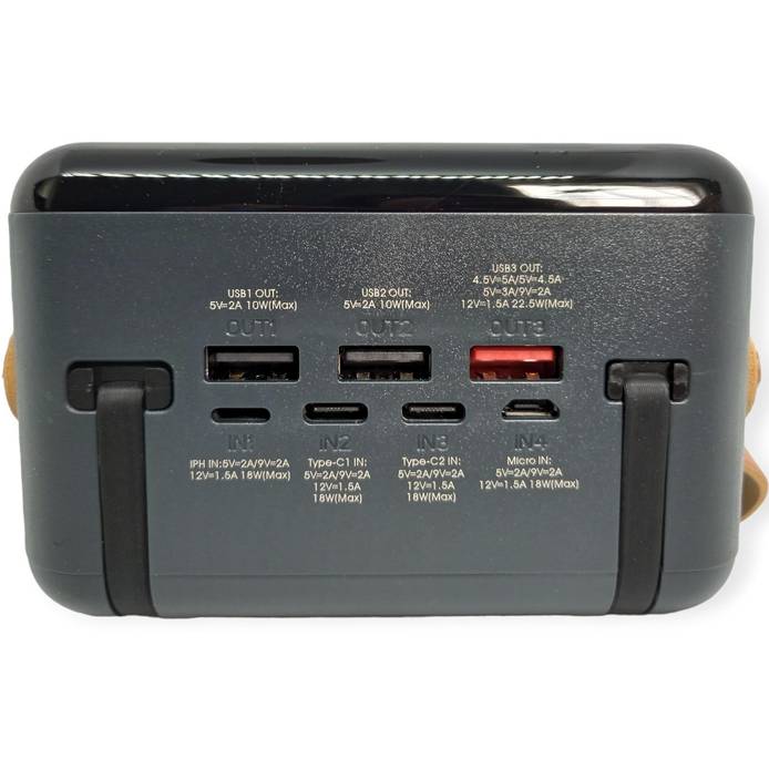 Powerbank REMAX 80000mAh 3USB+Type-C+Lighting 20W Black (RPP-566) Входной разъем micro-USB, USB Type-C