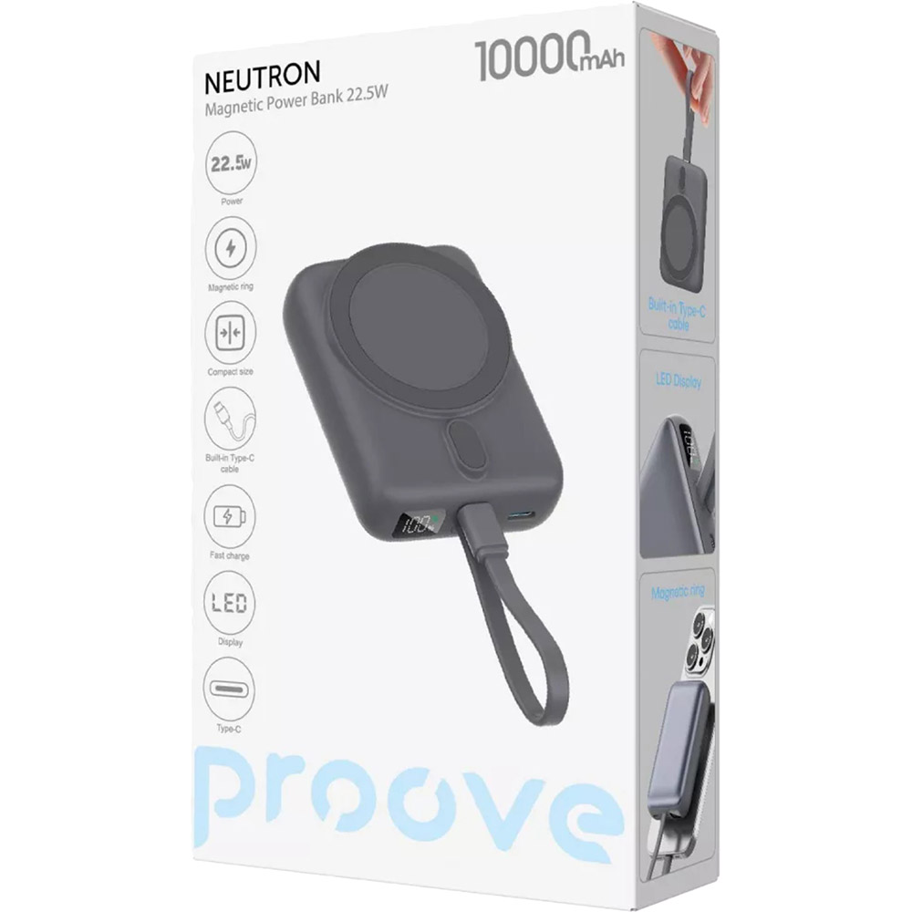 Powerbank PROOVE Neutron 22.5W 10000mAh Gray (PBNE22022203) Тип аккумулятора Li-Pol