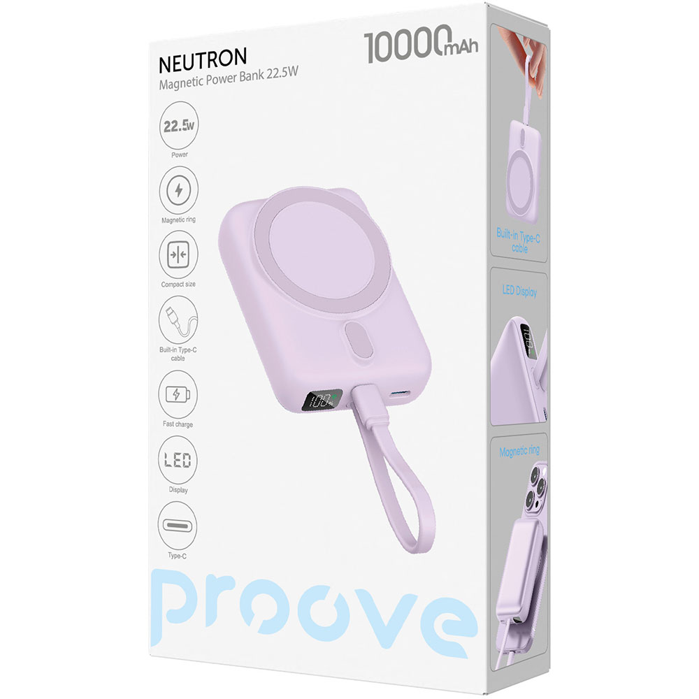 В Україні Powerbank PROOVE Neutron 22.5W 10000mAh Purple (PBNE22022209)