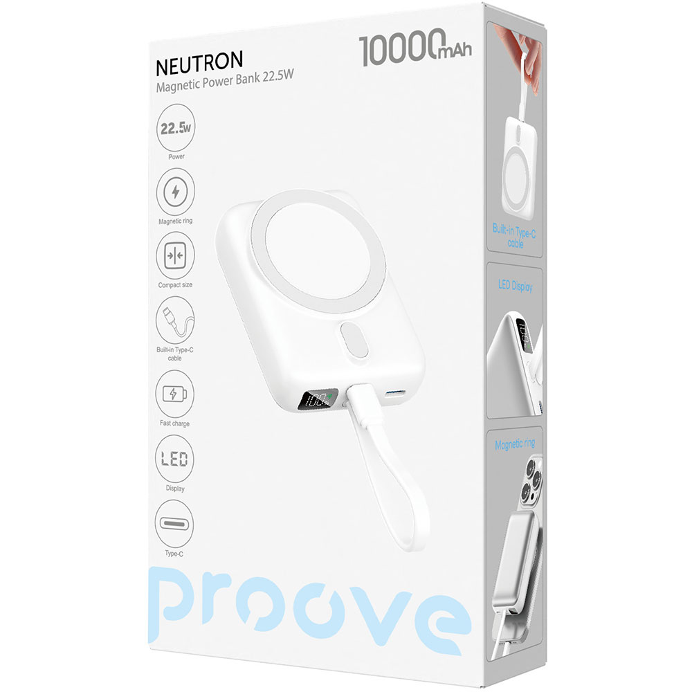 Зображення Powerbank PROOVE Neutron 22.5W 10000mAh Silver / White (PBNE22022206)