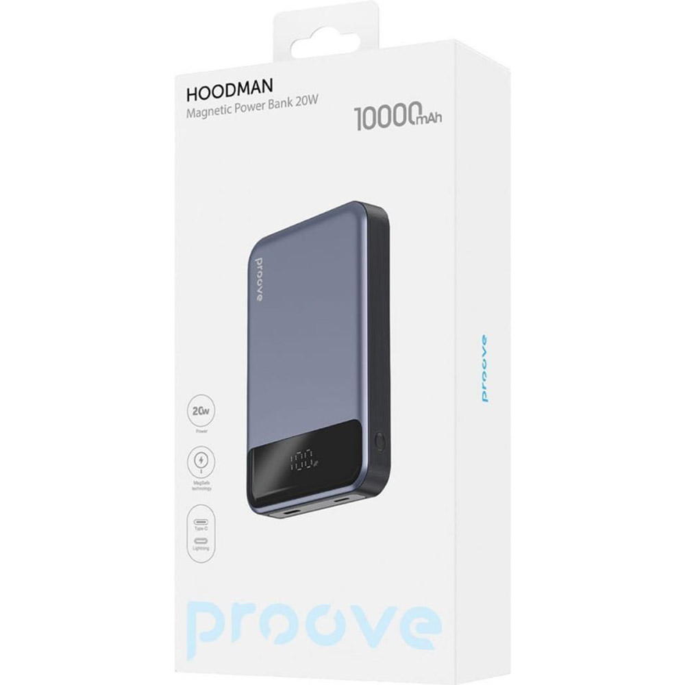 Powerbank PROOVE Hoodman Magnetic 20W 10000mAh Black (PBH120010001) Ємність 10000