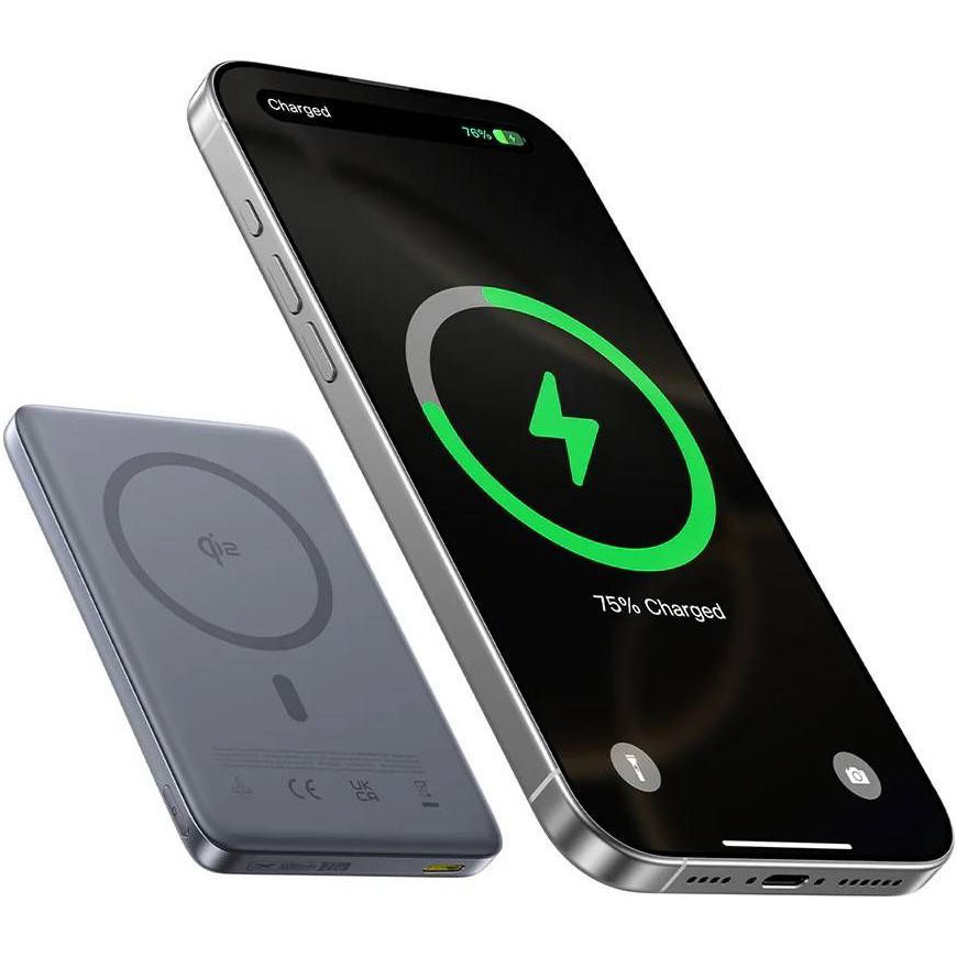 Powerbank BASEUS PicoGo Ultra-Slim Qi2 27W 10000mAh Gray (E0027200) Входной разъем USB Type-C