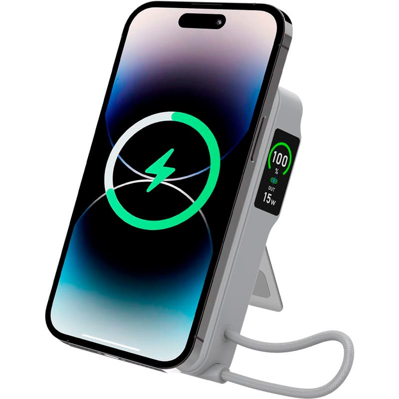 Powerbank GELIUS Fluxen 10000 mAh 15W Magnetic Wireless Charge Qi2 Grey (GP-PBW120) Ємність 10000