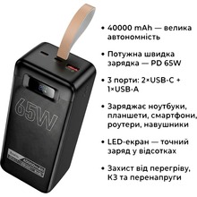 Powerbank HOCO DB82 Aquila 40000 mAh 65W Black (714726)