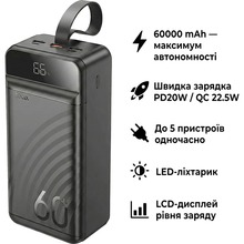 Powerbank HOCO J123C Element 60000 mAh 20W Black (714736)