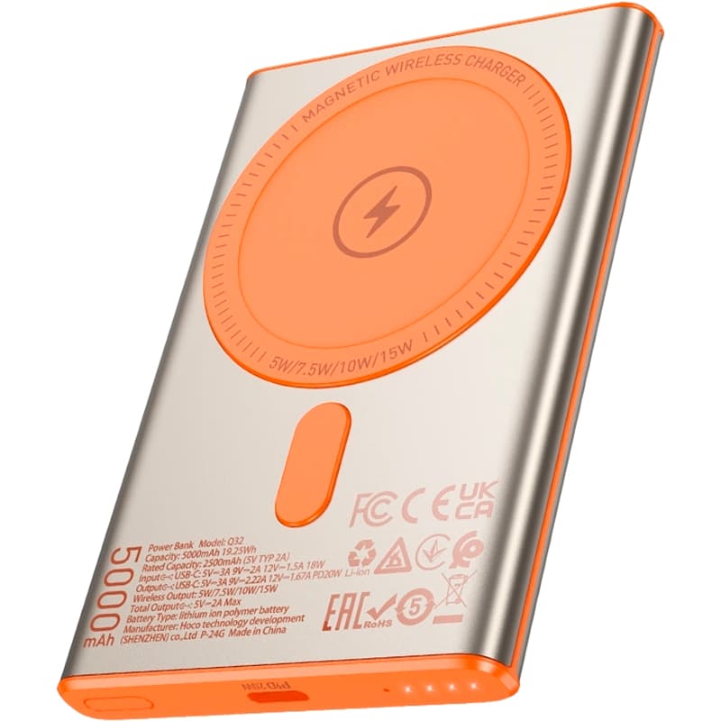 Powerbank HOCO Q32 Bird Magnetic Wireless 5000 mAh 20W Titanium Gold Торговая марка HOCO