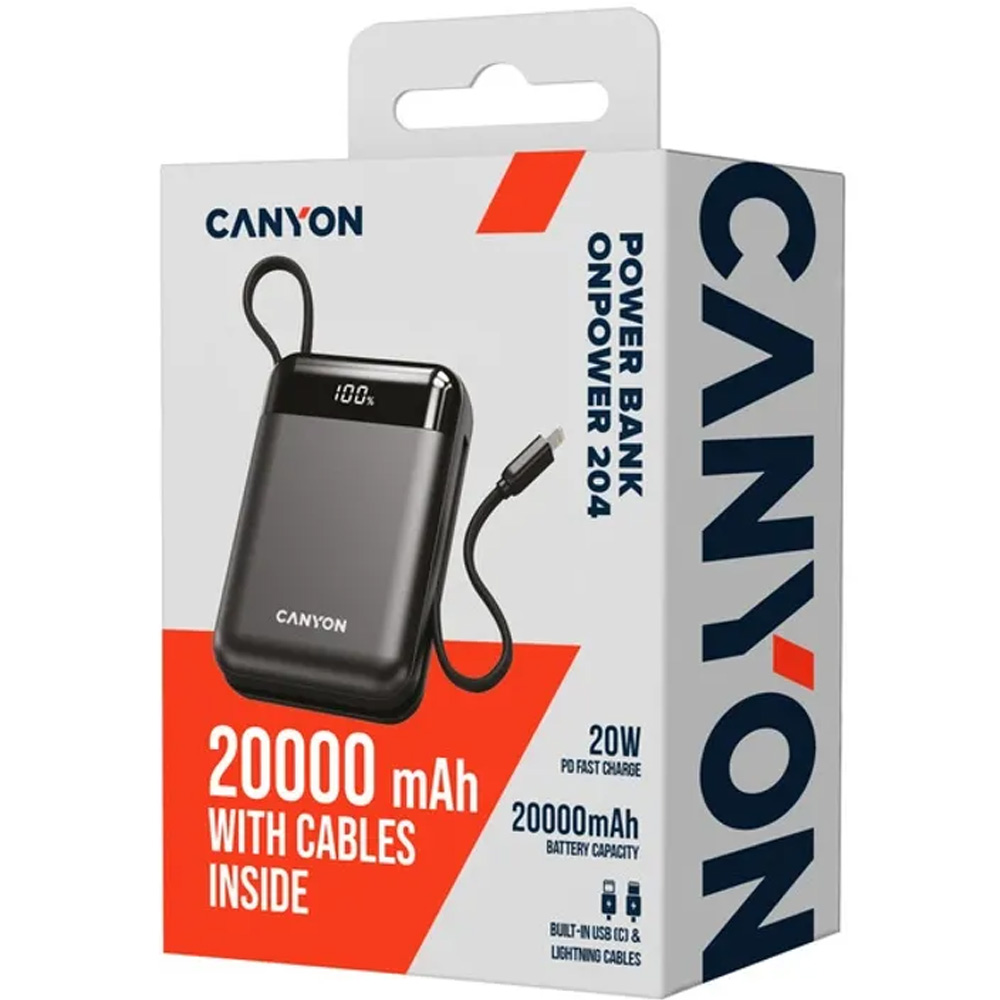 Рowerbank CANYON 20000mAh OnPower 204 Black (CNS-CPB204B) Выходные интерфейсы Lightning