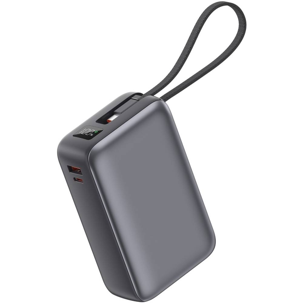 Powerbank XO 30K-65C 30000 mAh 65W USB Type-C+ 22,5W USB-A встроенный кабель Type-C Black