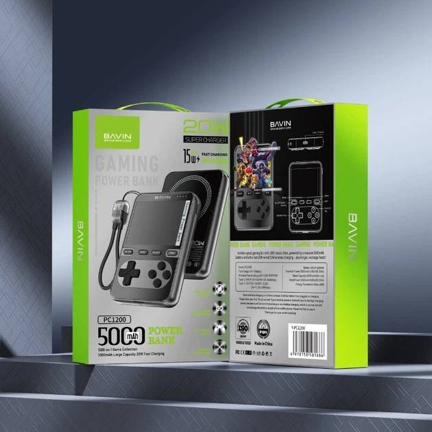 Powerbank BAVIN PC1200S 5000 mAh GAMING 20W Black (Y-PC1200S BK) Вхідний роз'єм USB Type-C