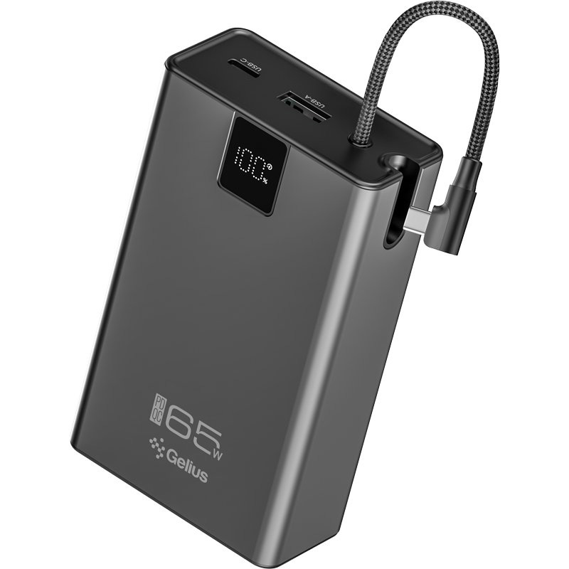 Внешний вид Powerbank GELIUS Veyron 20000mAh 65W(QC/PD) Black (GP-PB312)
