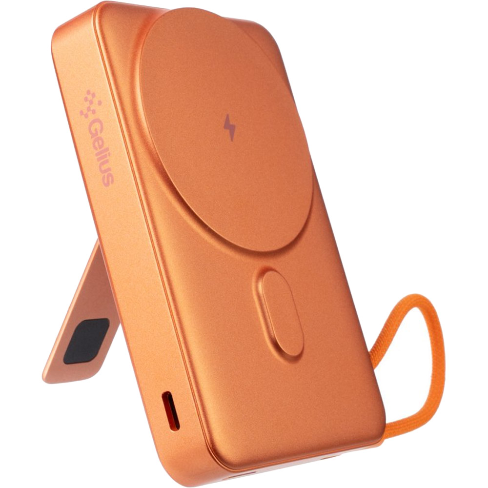 Внешний вид Powerbank GELIUS Fluxen 10000mAh 15W Magnetic Wireless Charge Qi2 Orange (GP-PBW120)